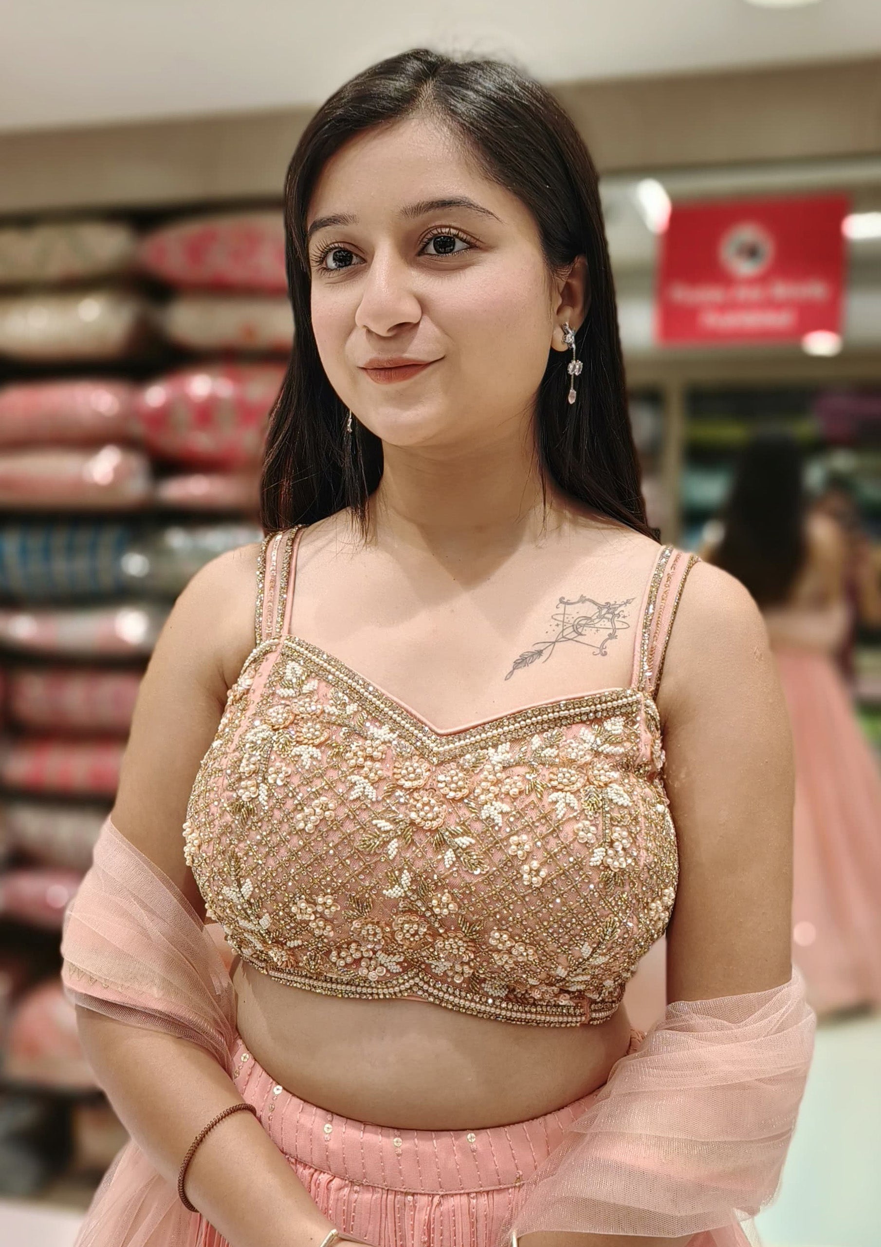 Peach Color Georgette Thread Work Lehenga Choli